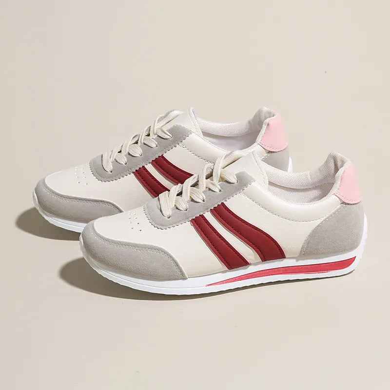 Lace Up Contrast Round Toe Flats Sneakers