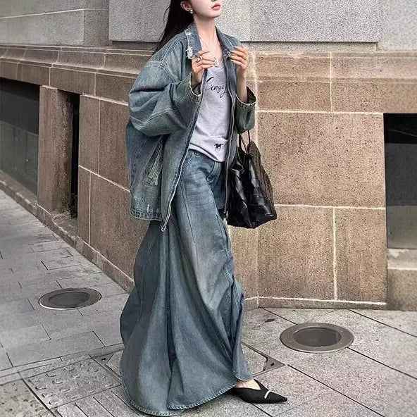 Distressed Ripped Denim Jacket Women Casual Loose  Vintage Jacket Top