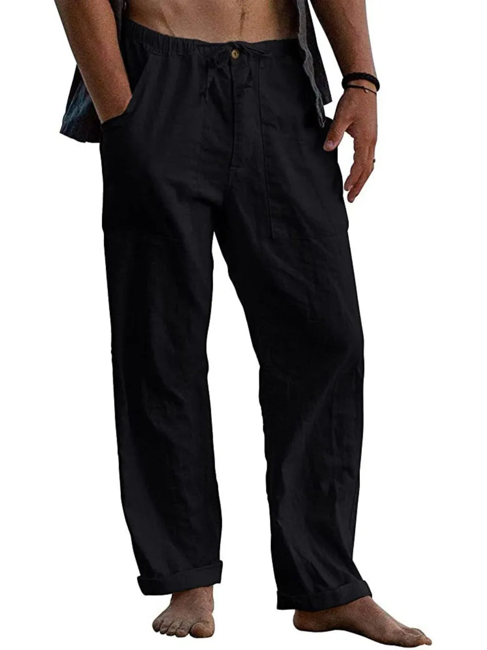 Men's Full Size Drawstring Straight Leg Pants Plus Size