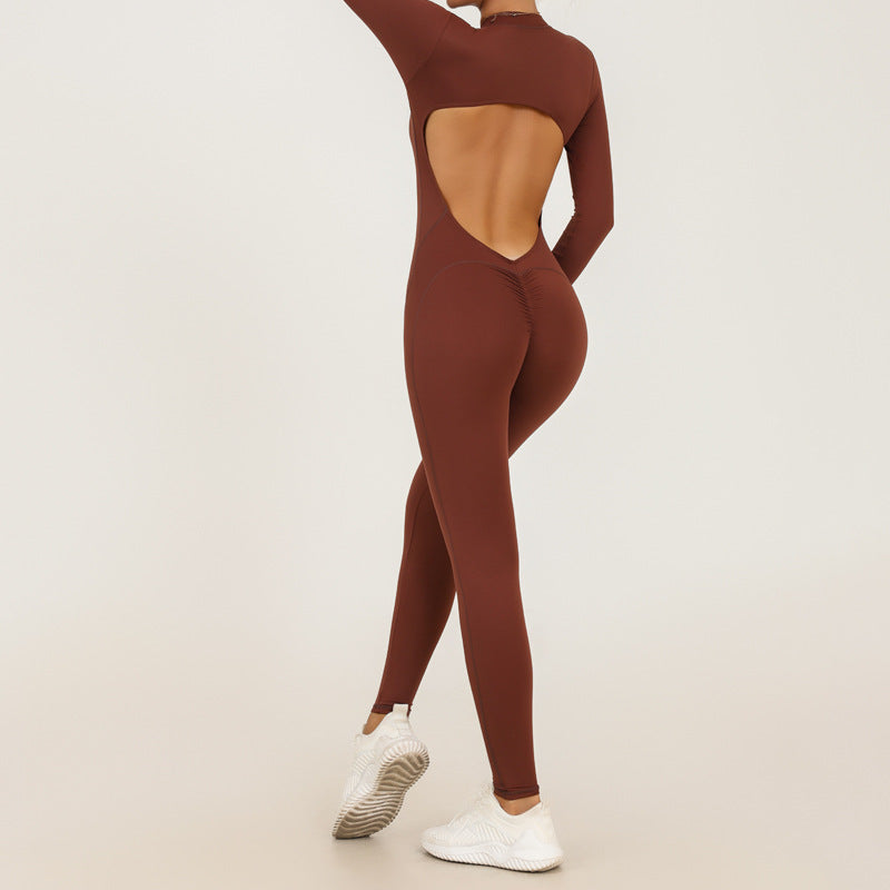 Women's Zip-Up Long-Sleeve Yoga Jumpsuit