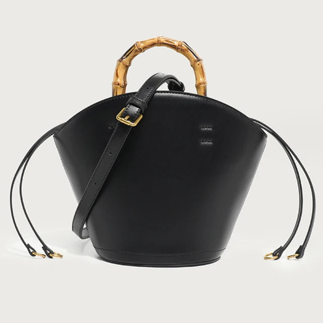 New design bucket bag fashion bamboo handle soft leather women bag single shoulder crossbody bag eprolo
