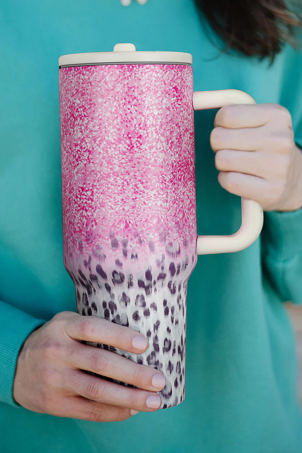 Pink Leopard Gradient 40oz Stainless Steel Thermos Travel Cup Dear-Lover Dropshipping