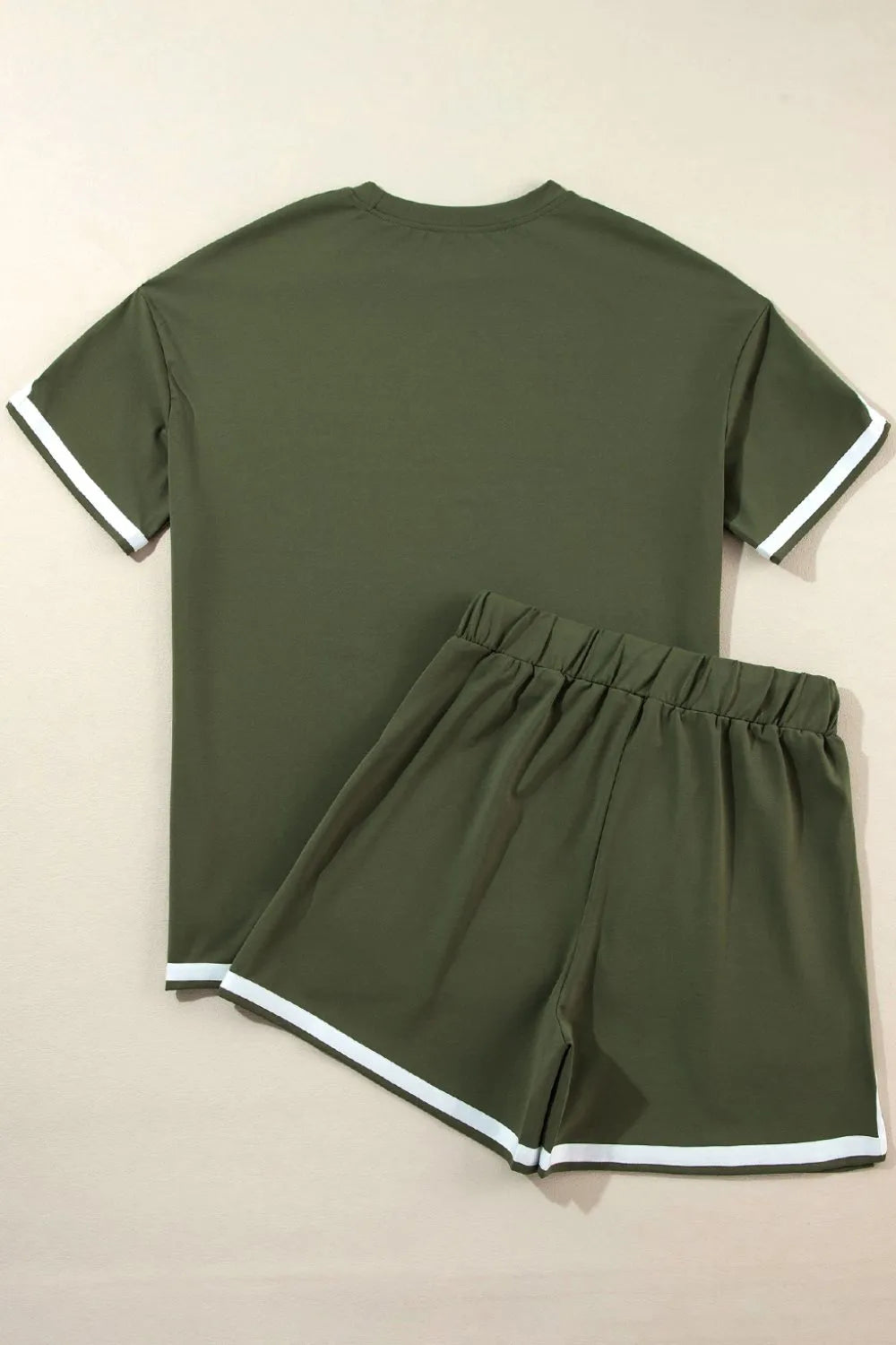 Contrast Trim Tee and Shorts Set - CHIC TB