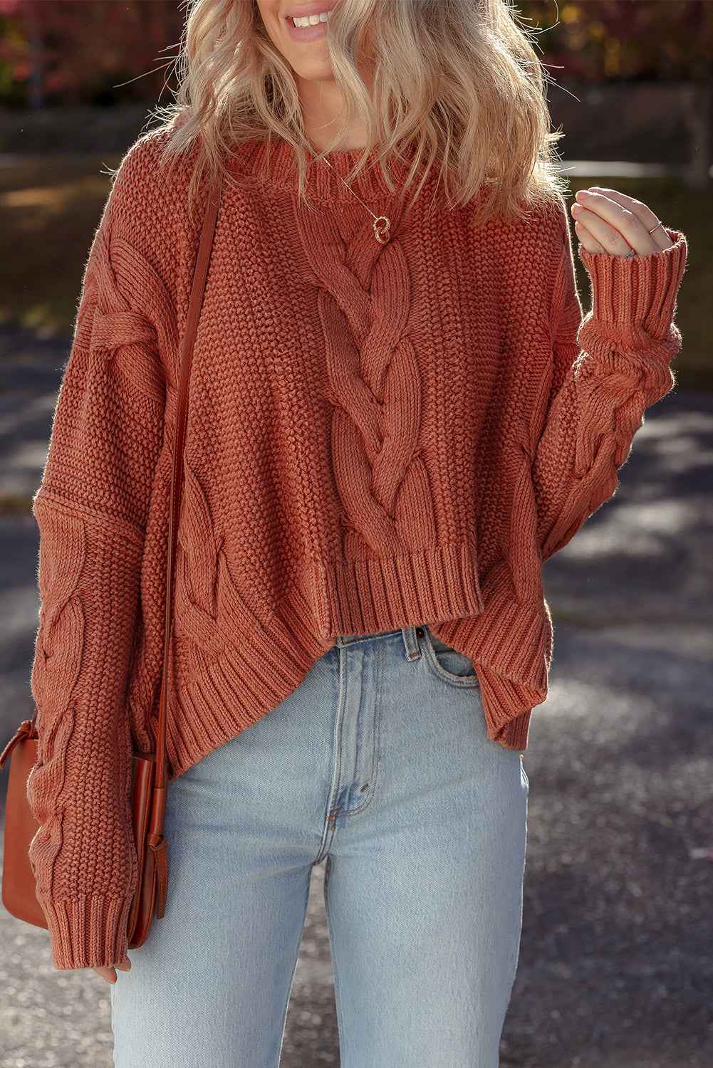 Redwood Burl Chunky Fit Slouchy Textured Knit Sweater