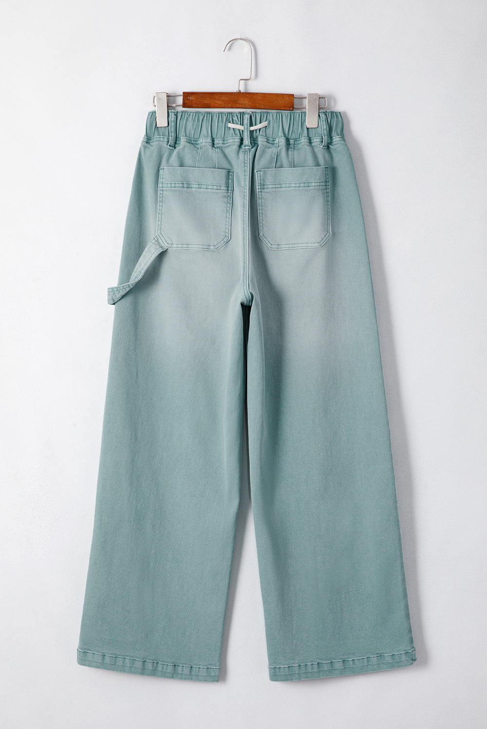 Smoke Green Mineral Wash Drawstring High Waist Wide Leg Jeans Dear-Lover Dropshipping