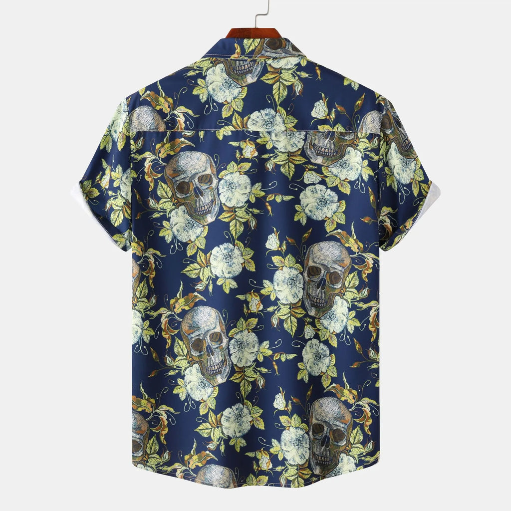 Men's Full Size Printed Short Sleeve Casual Shirt Plus Size.