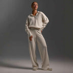 Womens Casual Polo Pullover With Wide Leg Pants Two Piece Set