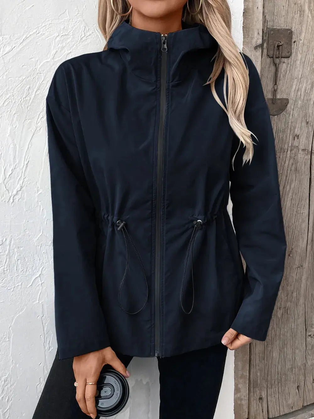 Zip Up Hooded Jacket Rain coat.
