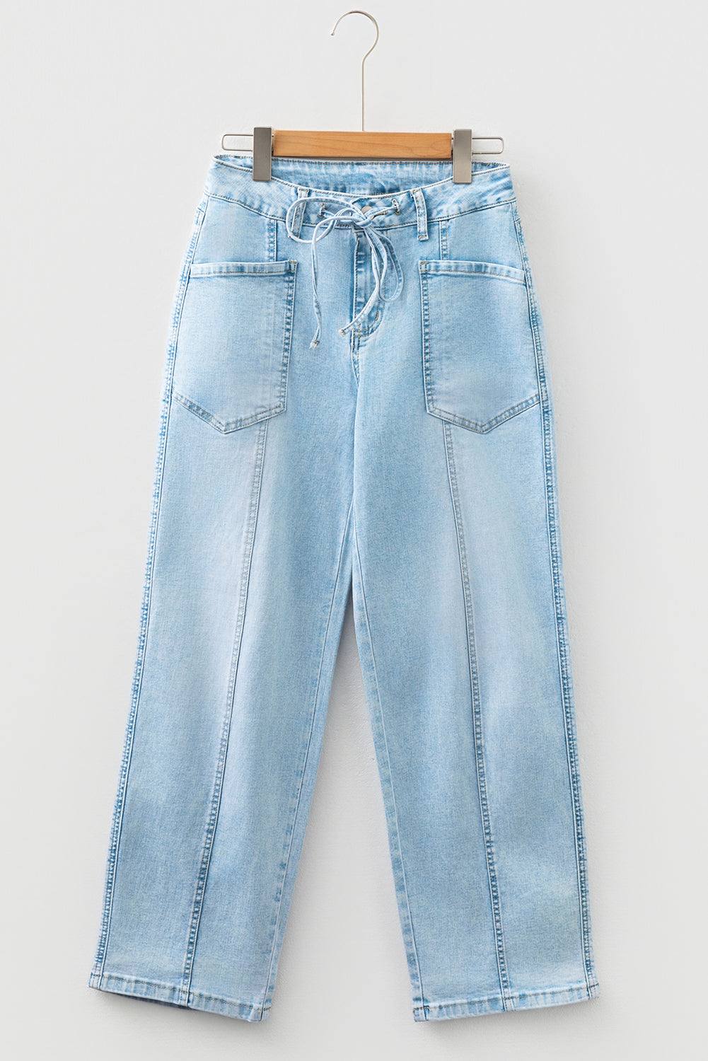 Myosotis Exposed Stitch Detail Drawstring Barrel Jeans Dear-Lover Dropshipping