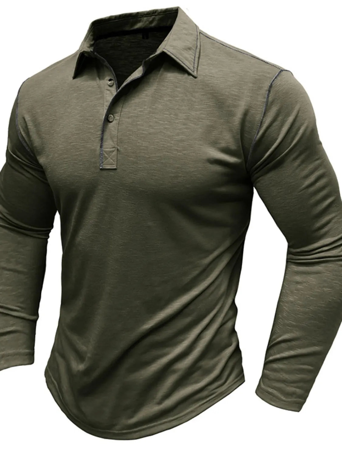 Men's Button Detail Long Sleeve Polo.