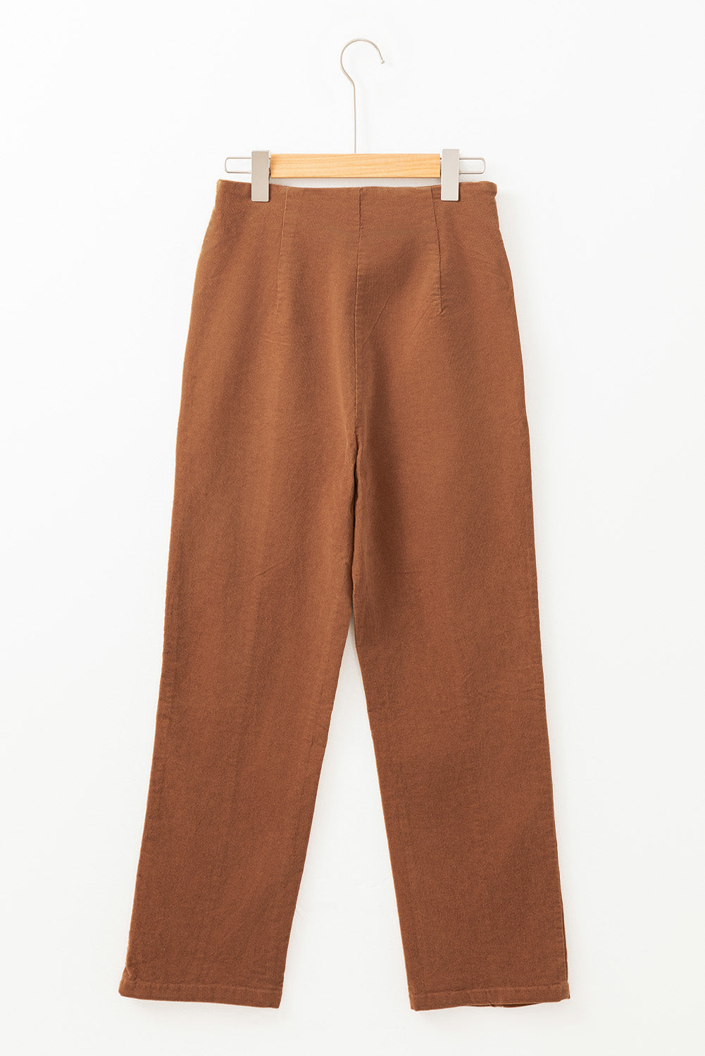 Chestnut Solid Color Double Breasted Straight Leg Pants Dear-Lover Dropshipping