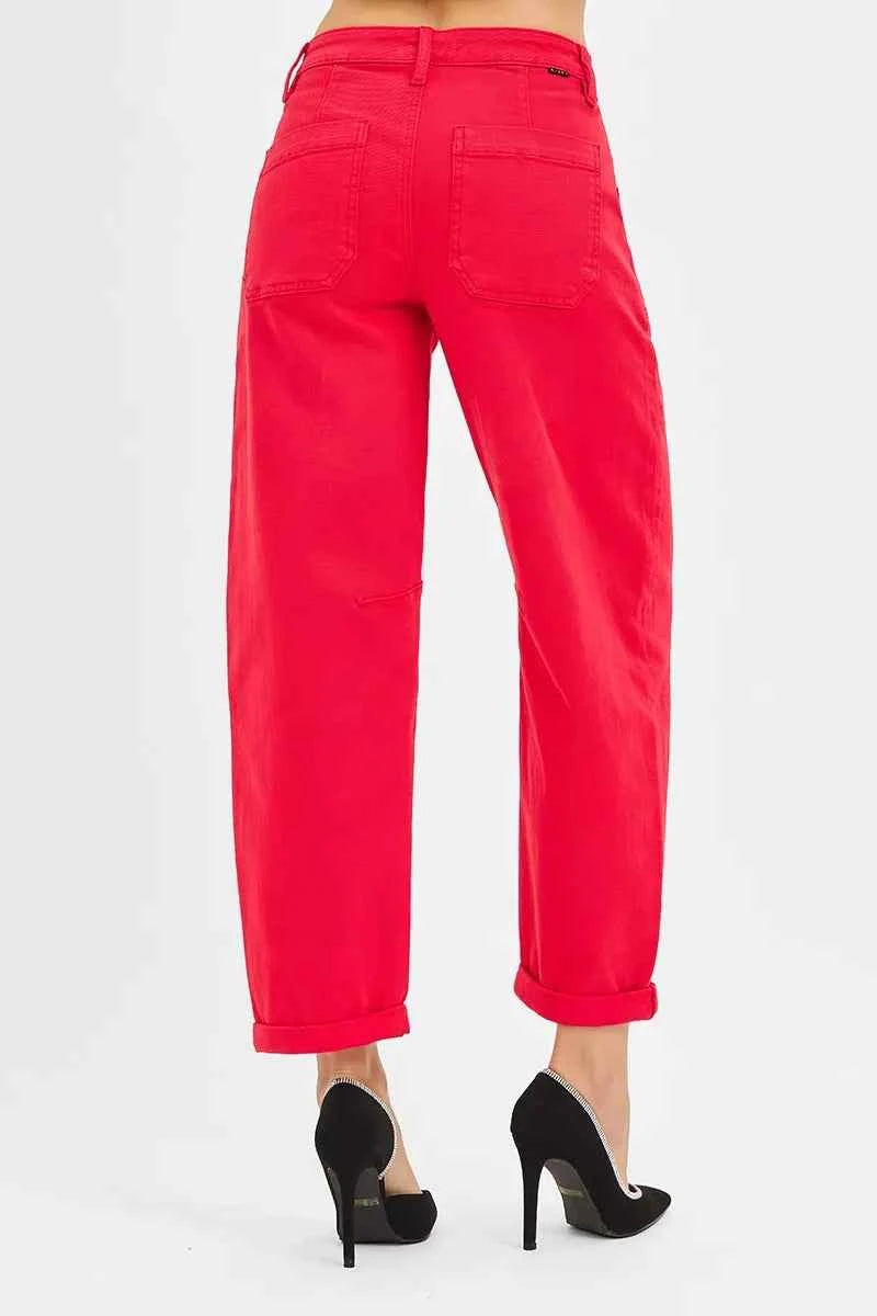 RISEN High Rise Ankle Cuffed Barrel Pants