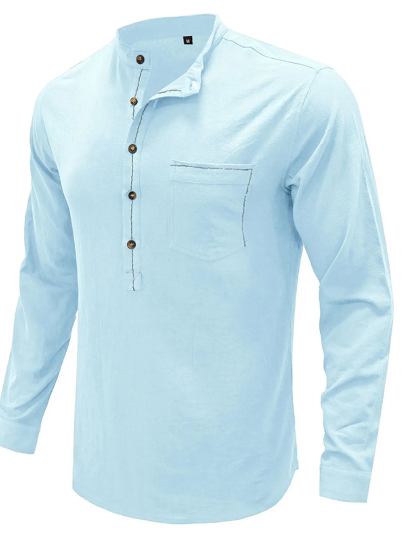 Men's Button Detail Long Sleeve Polo Shirt.
