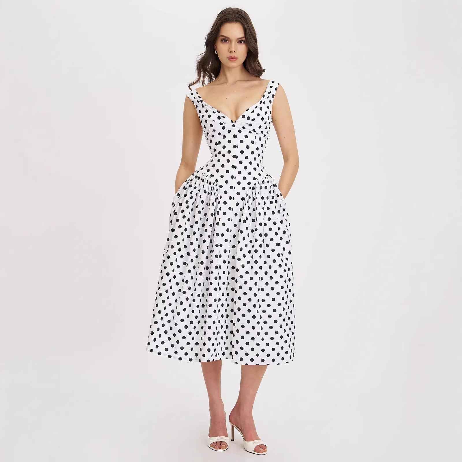 Polka-Dot Strap Elegant Party Evening Dress