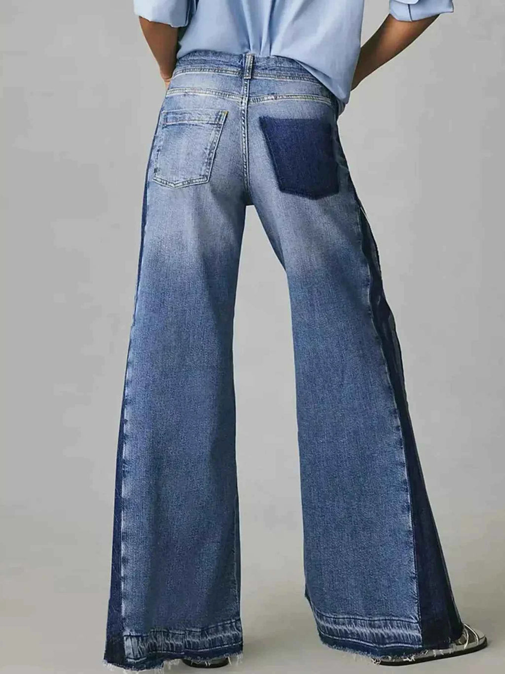 Two-Tone Wide Leg Jeans
