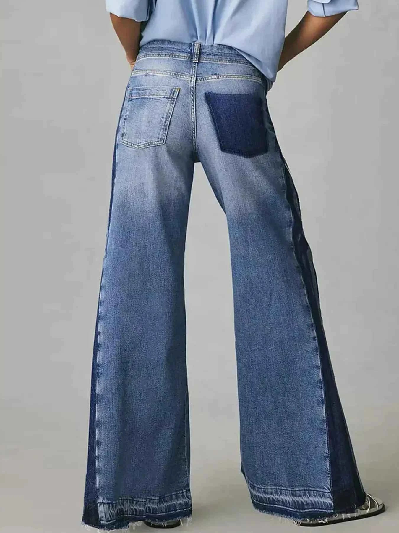 Two-Tone Wide Leg Jeans