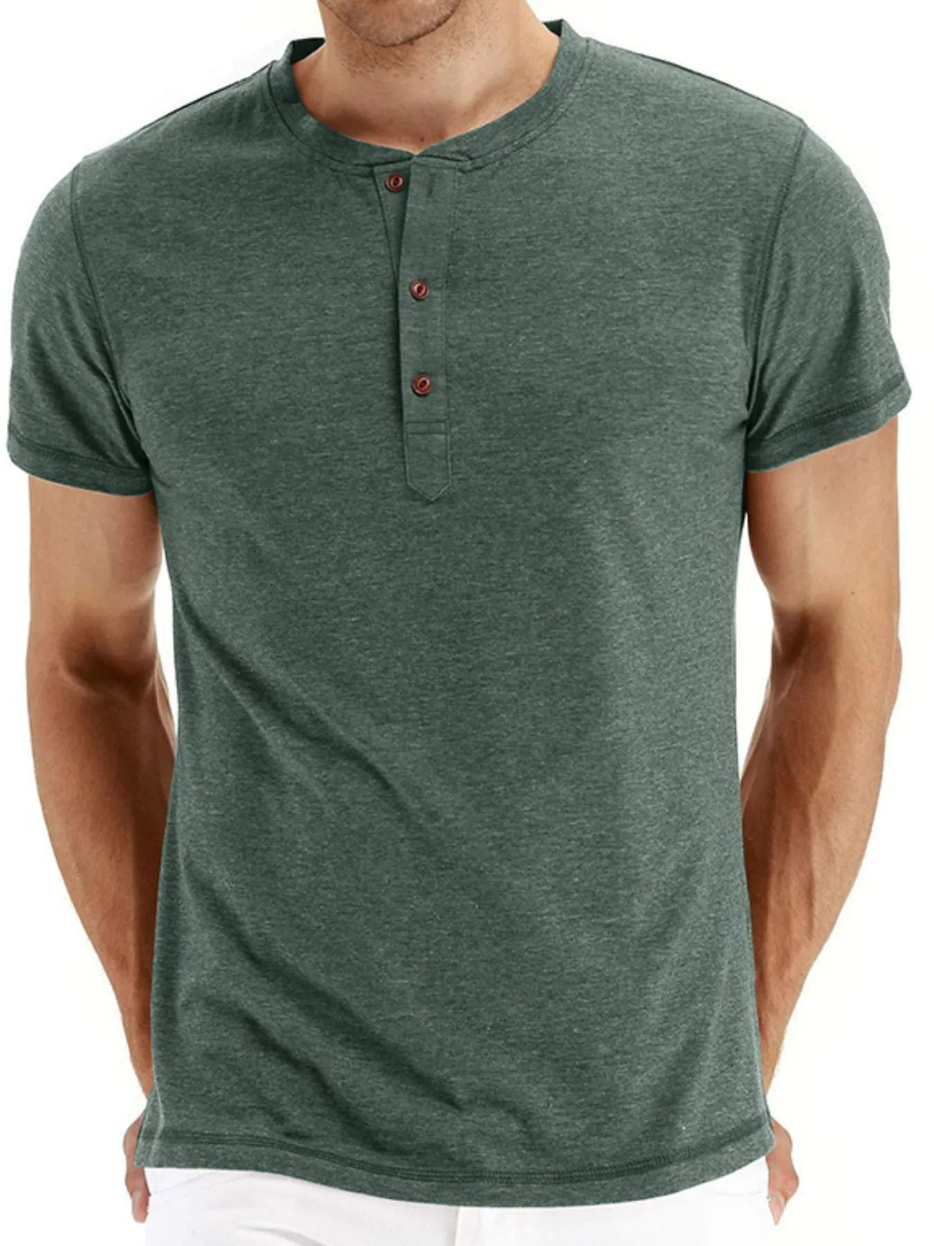 Men's Short Sleeve Henley Polo Shirt.