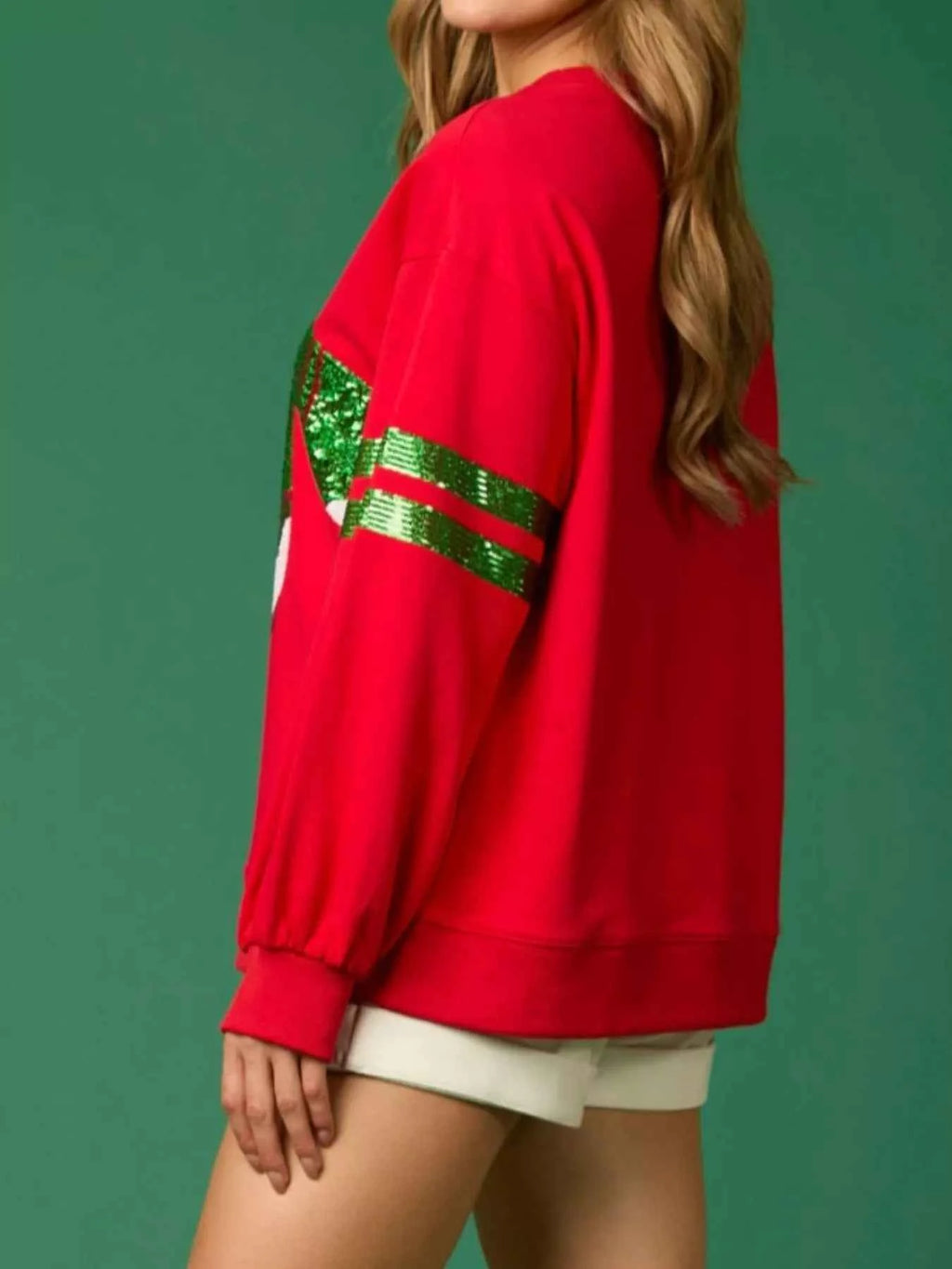 Christmas Sequin Santa Hat Holiday Sweatshirt