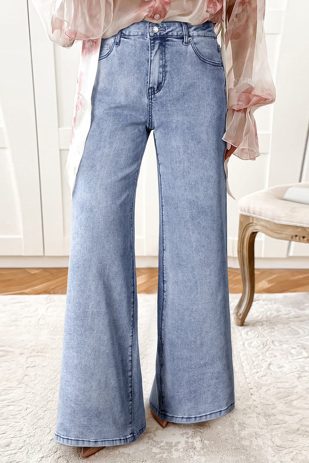Beau Blue High Waist Button Zip Fly Bell Bottom Jeans Dear-Lover Dropshipping