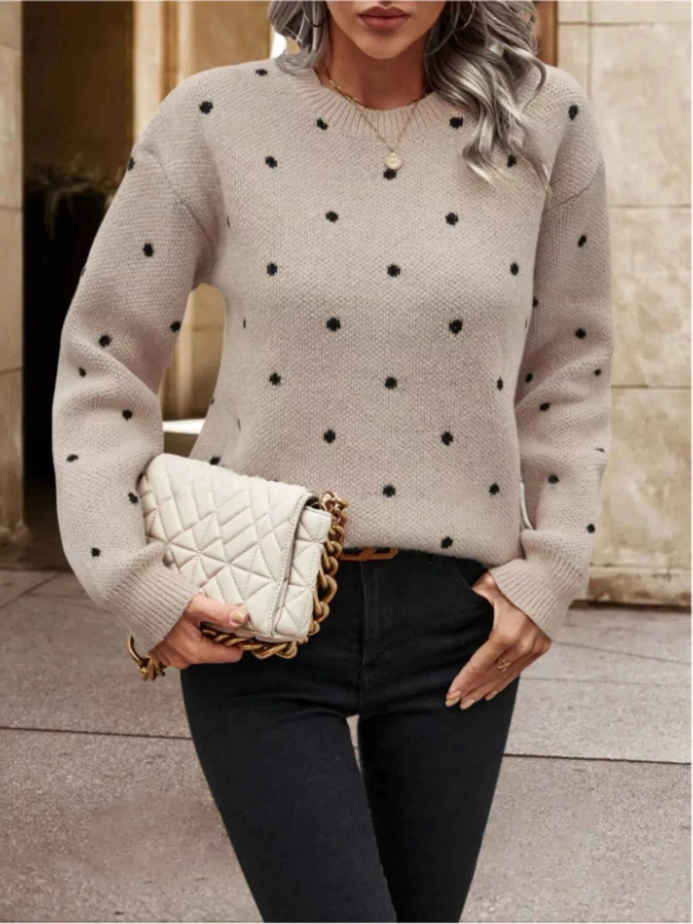 Polka Dot Long Sleeve Sweater