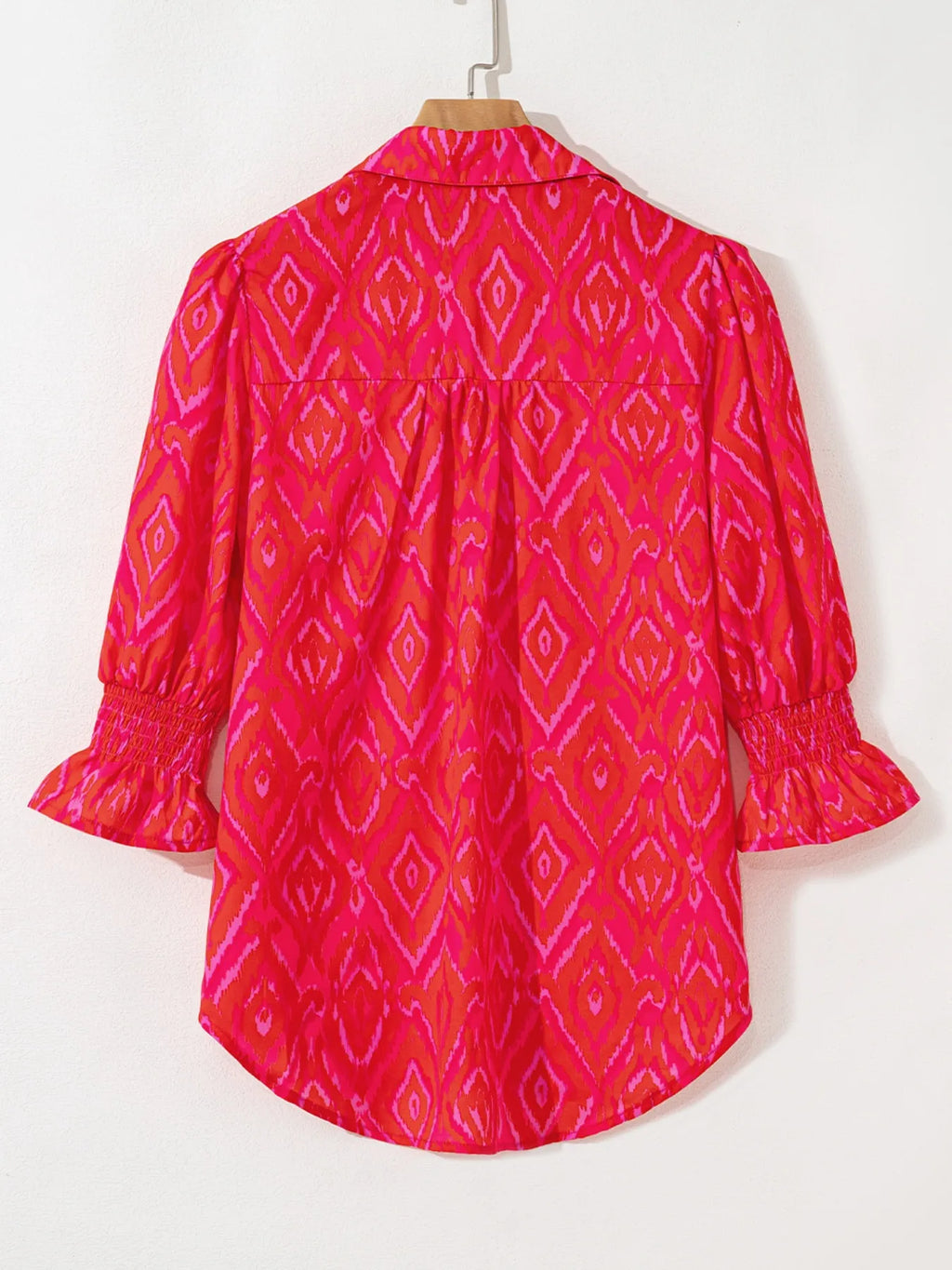 Diamond Print Flounce Sleeve Shirt.