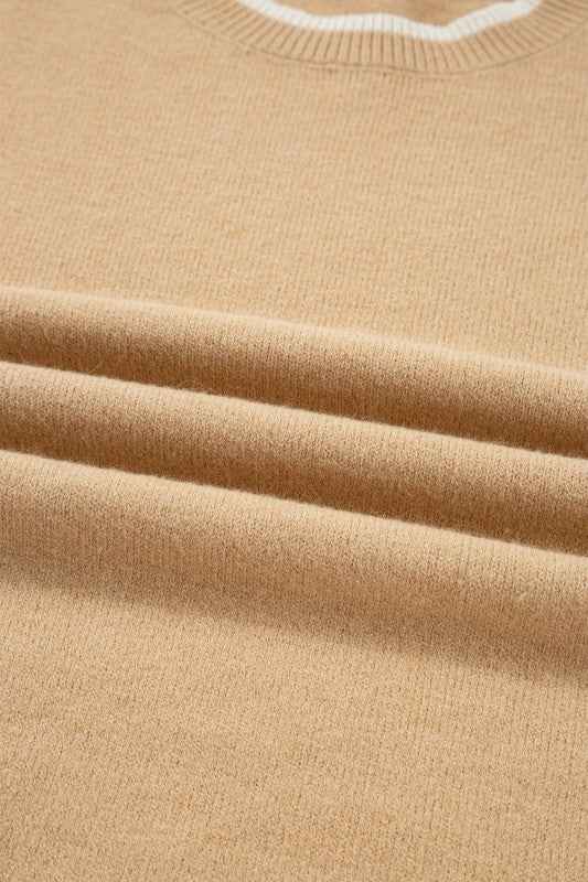 Ava Cuff Contrast Trim Sweater