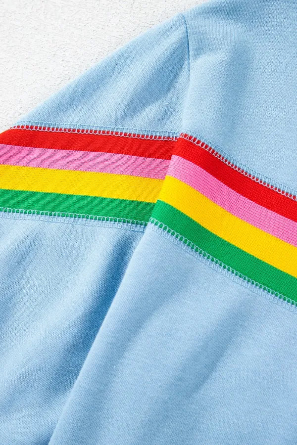 Rainbow Collared Short Sleeve Top and Shorts Set.