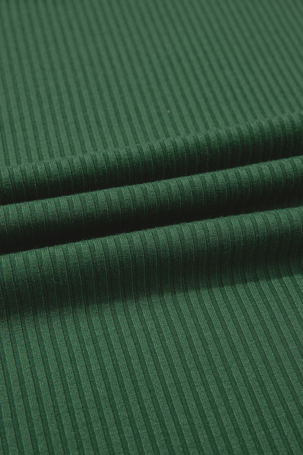 Blackish Green Solid Color Ribbed Ruffled Short Sleeve T Shirt