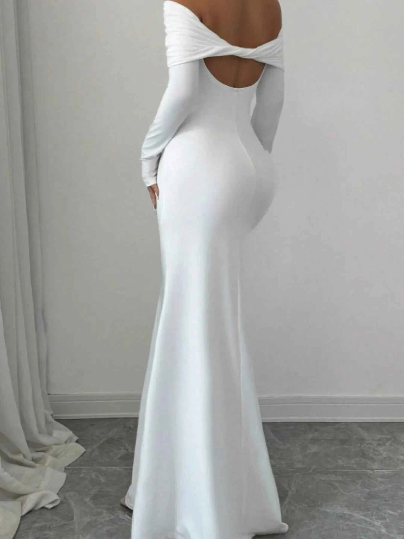 Off-Shoulder Long Sleeve Bodycon Maxi Dress