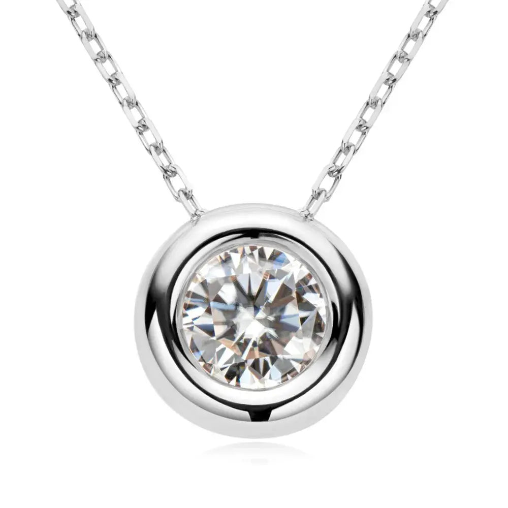 1 Carat Moissanite 925 Sterling Silver Necklace.