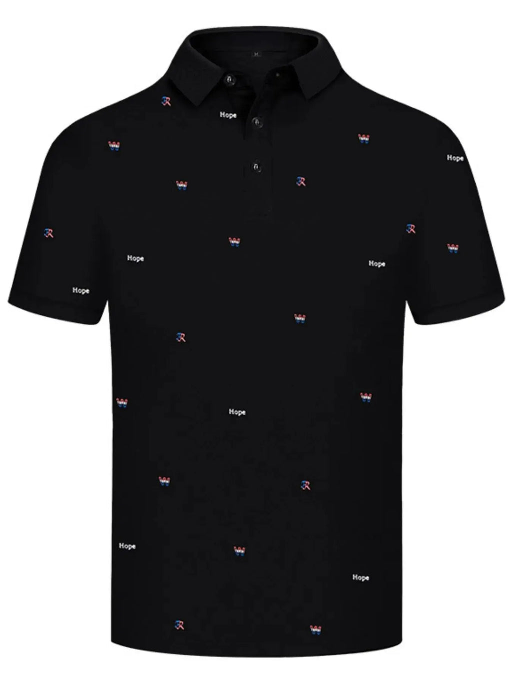 Men's Letter Embroidered Collared Neck Polo.
