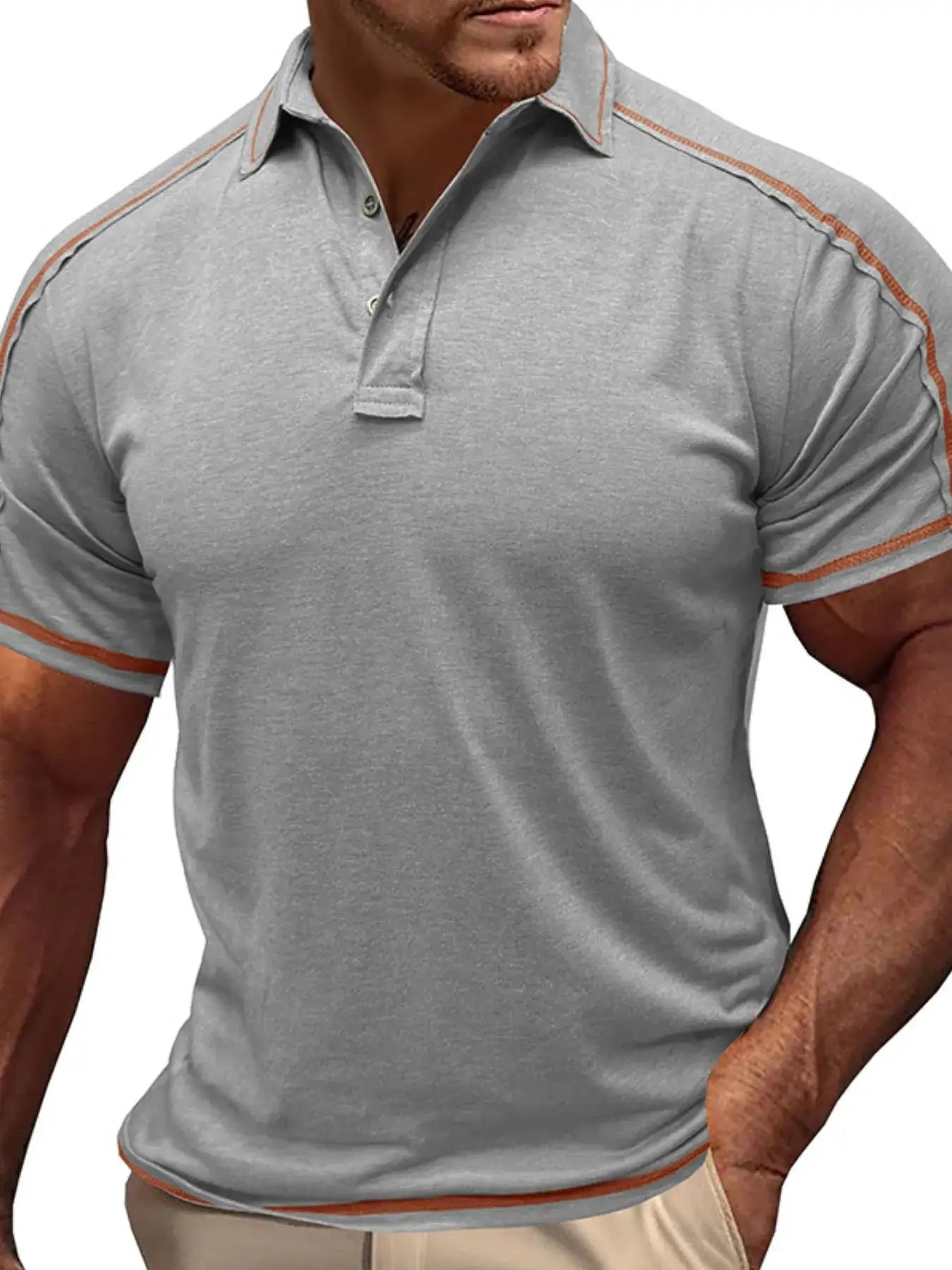 Men's Collared Neck Polo Shirt with Contrast Piping.