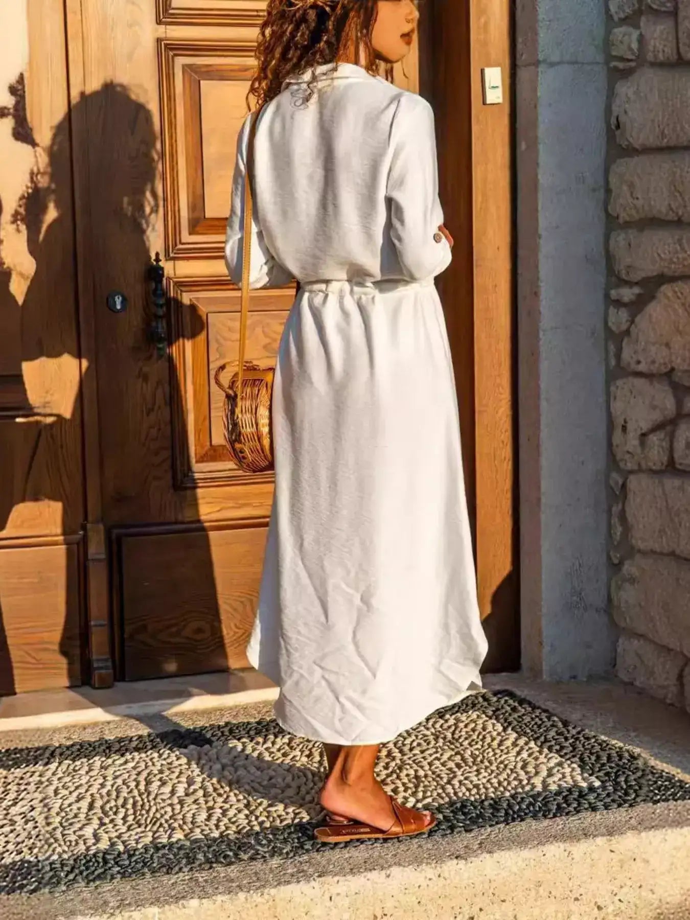 Button-Front Belted Shirt Dress.