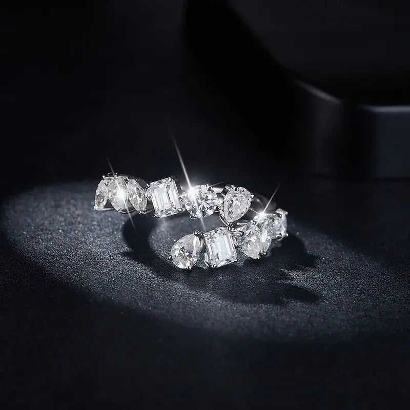 2.6 Carat Moissanite 925 Sterling Silver Bypass Ring.