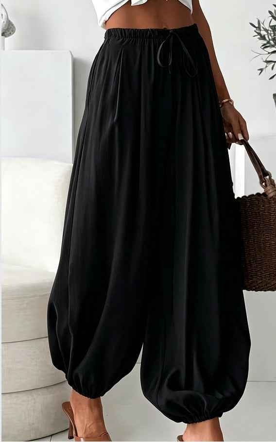 Womens Summer Elastic-Waist Ankle-Length Pants