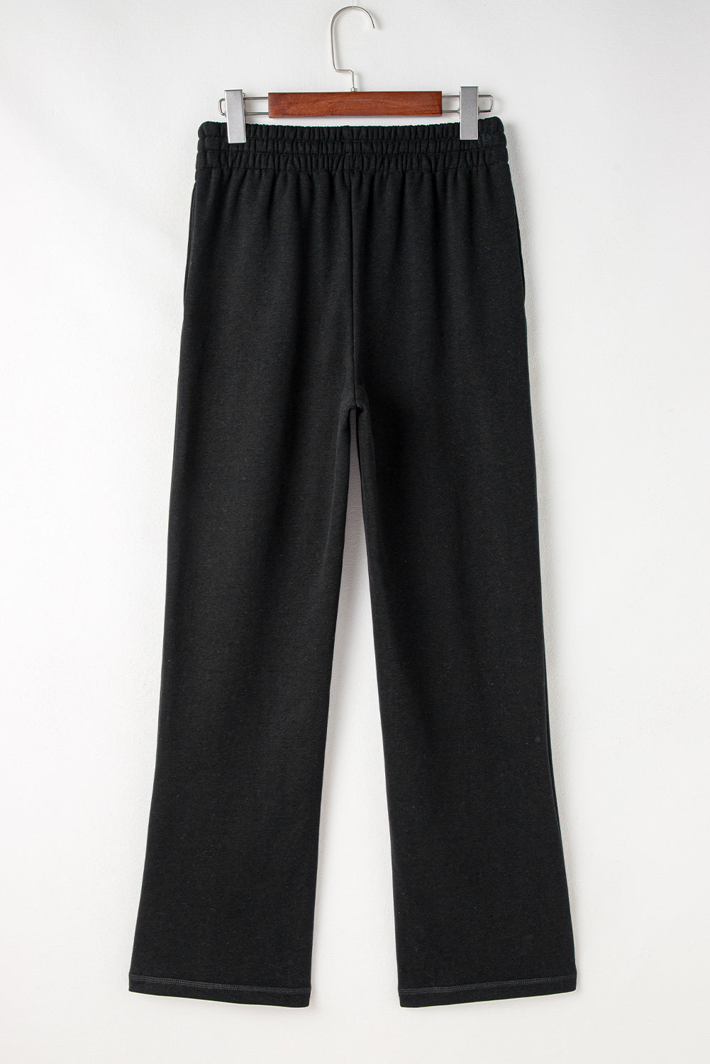 Black Solid Color Fleece Lined Drawstring Waist Casual Pants Dear-Lover Dropshipping
