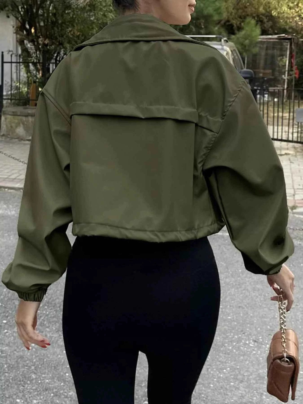 Drawstring Hem Zip Up Jacket