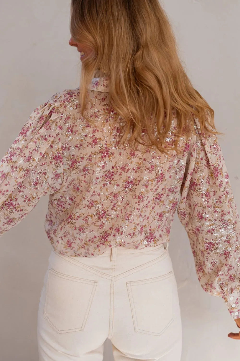 Printed Collared Neck Long Sleeve Shirt.