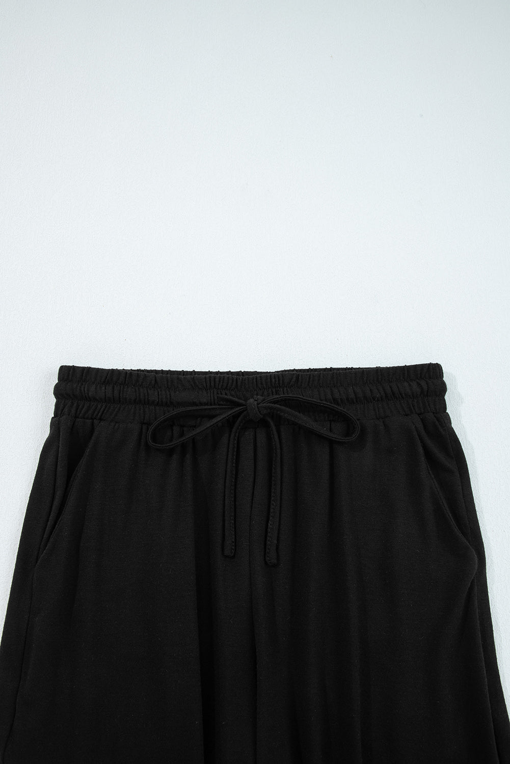 Black Ruffled Wide Leg Pull On High Waist Pants with Pockets Dear-Lover Dropshipping