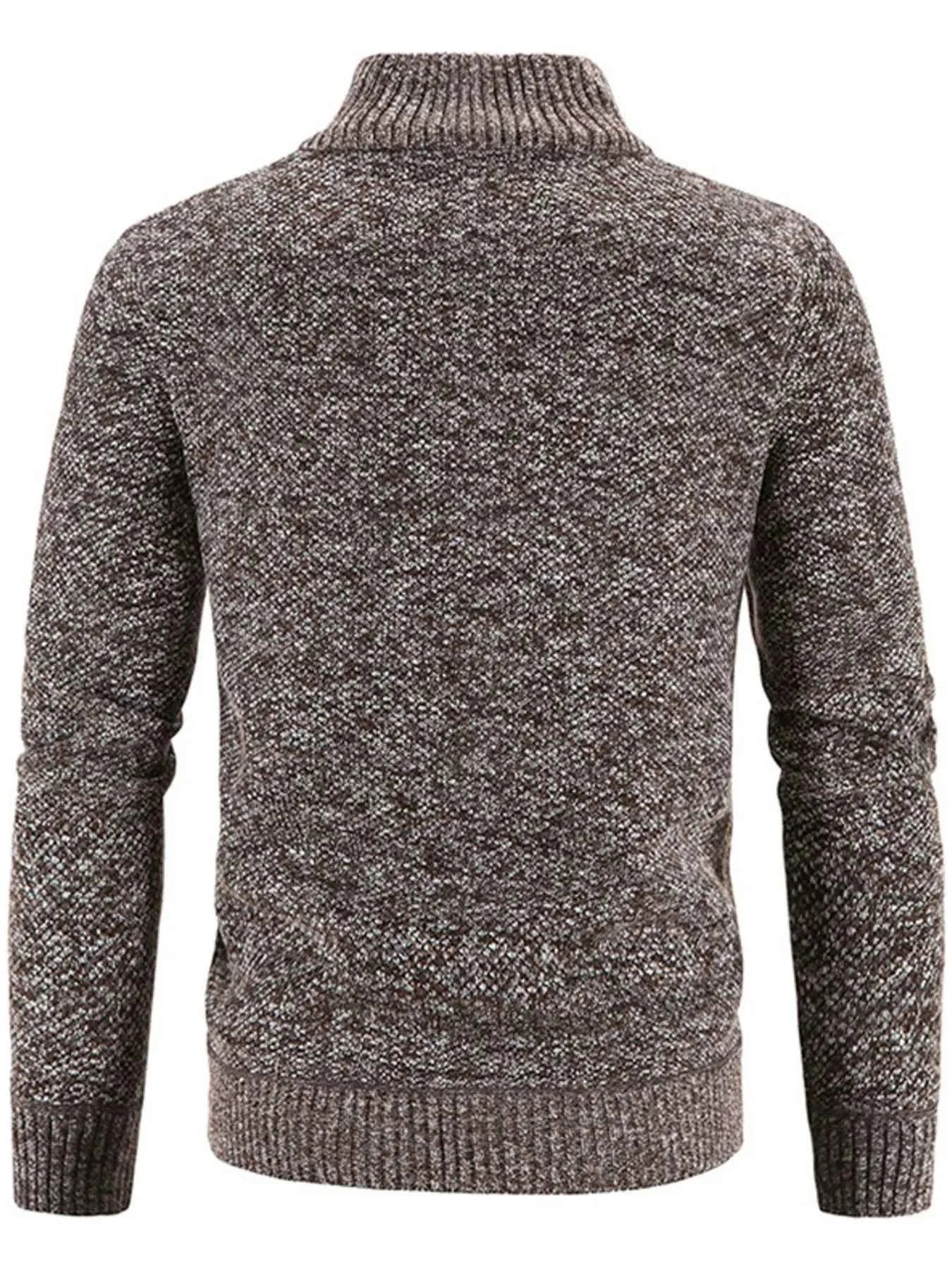 Men's Plus Size Zip-Up Long Sleeve Cardigan