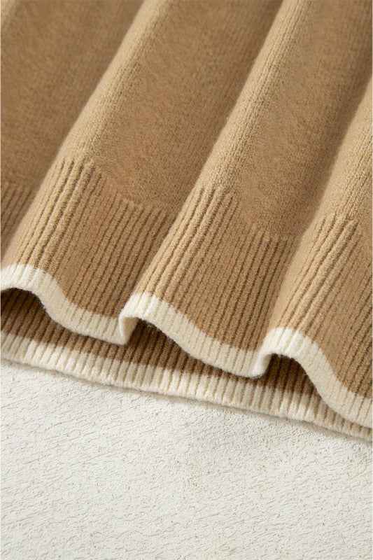 Ava Cuff Contrast Trim Sweater
