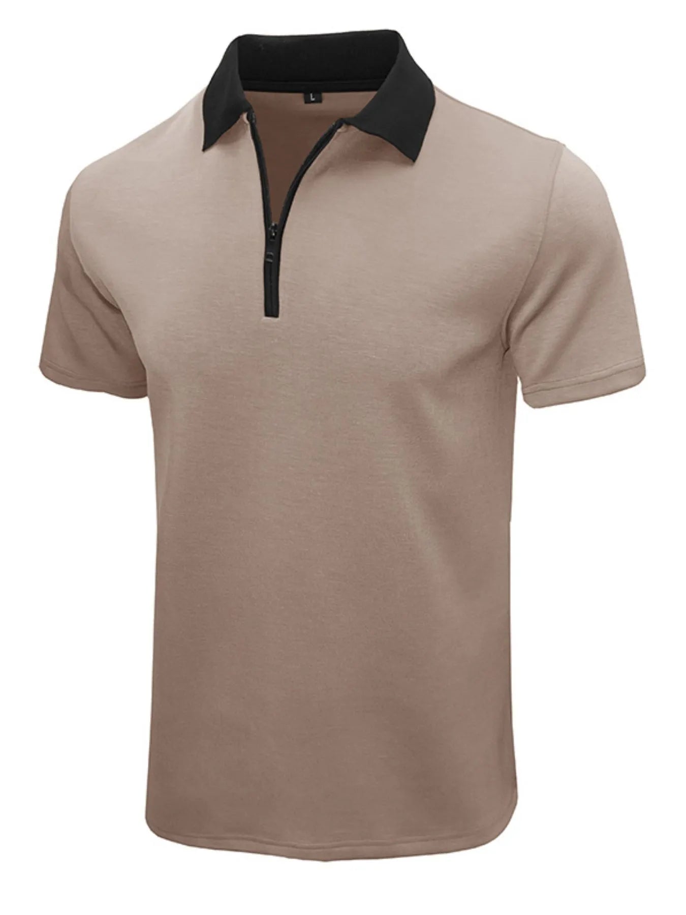 Men's Contrast Collar Quarter-Zip Polo Shirt.