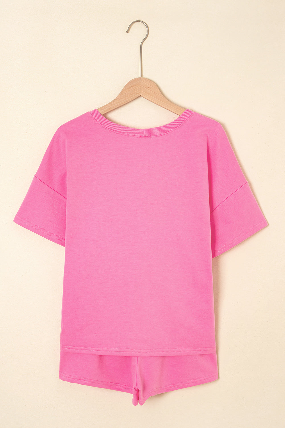 Bonbon V Neck Drop Shoulder Tee and Patchwork Drawstring Elastic Waistband Shorts Set Dear-Lover Dropshipping