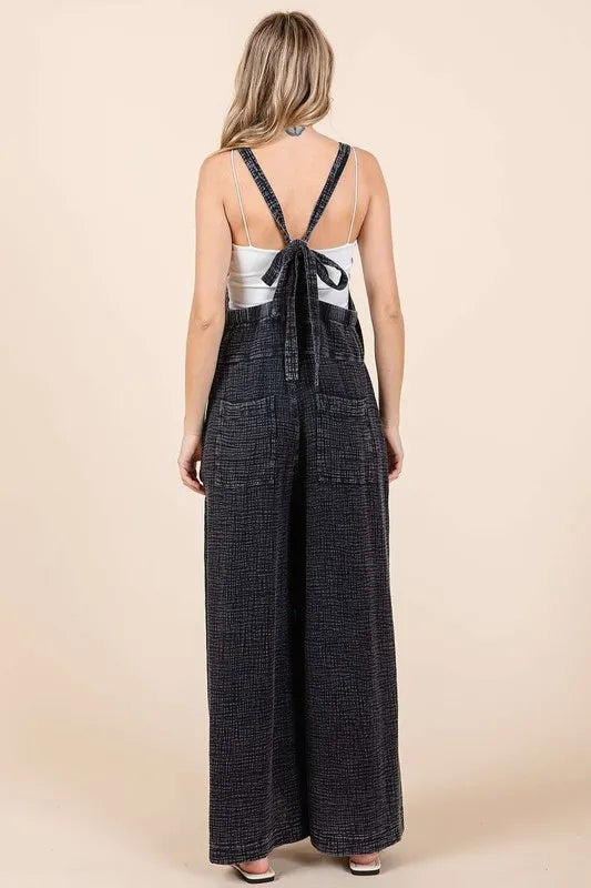 Mittoshop Textured Wide Leg Overalls - CHIC TB