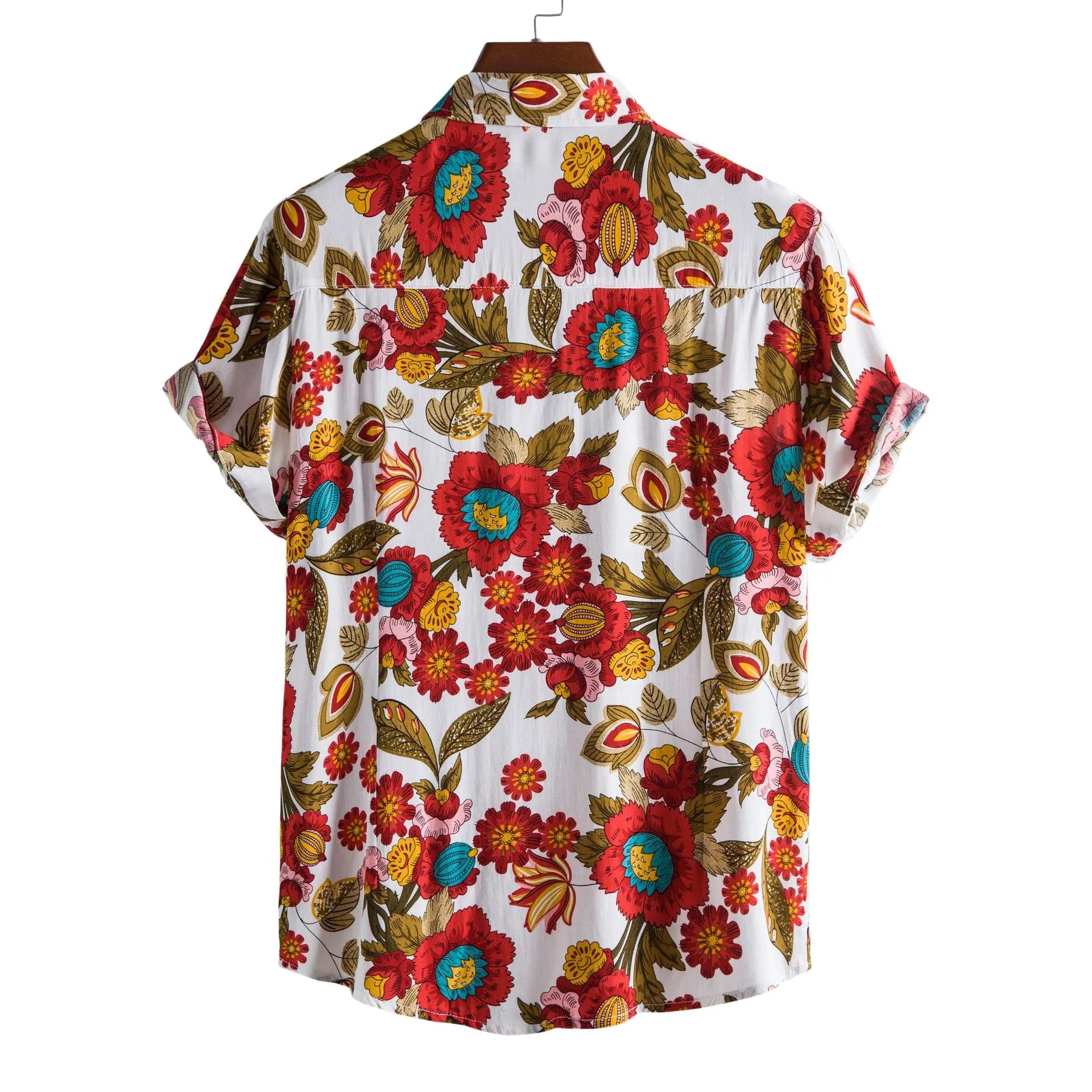 Men's Plus Size Floral Print Short Sleeve Hawaiian Shirt.