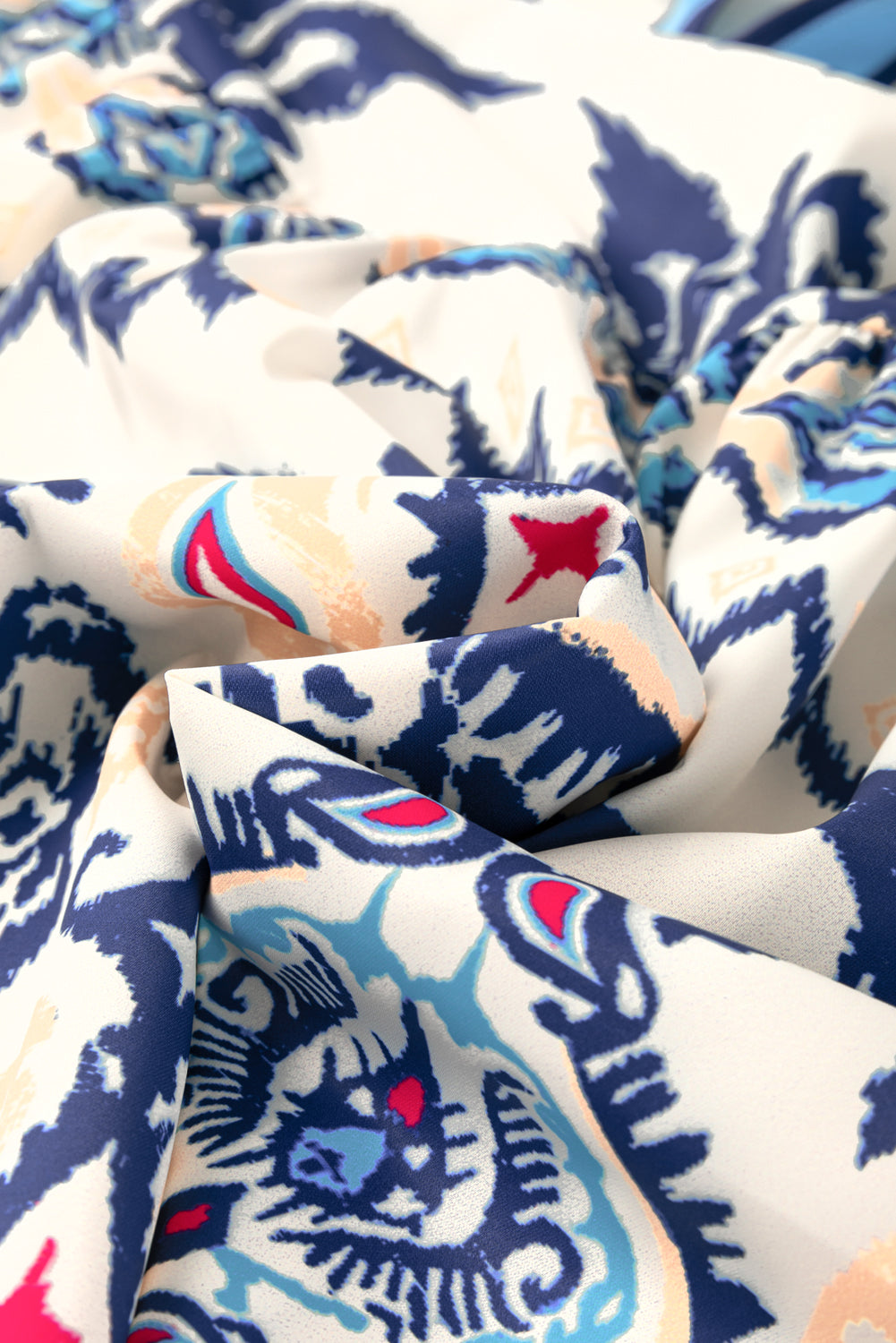 Blue Ethnic Print Striped Split Neck Long Sleeve Flowy Mini Dress Dear-Lover Dropshipping