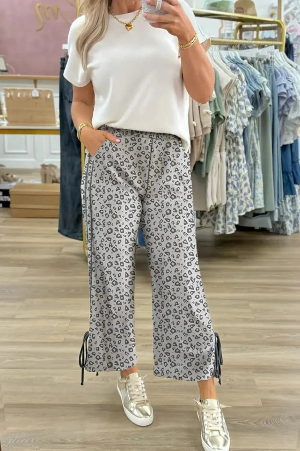 Leopard High Waist Side Bow Pants.