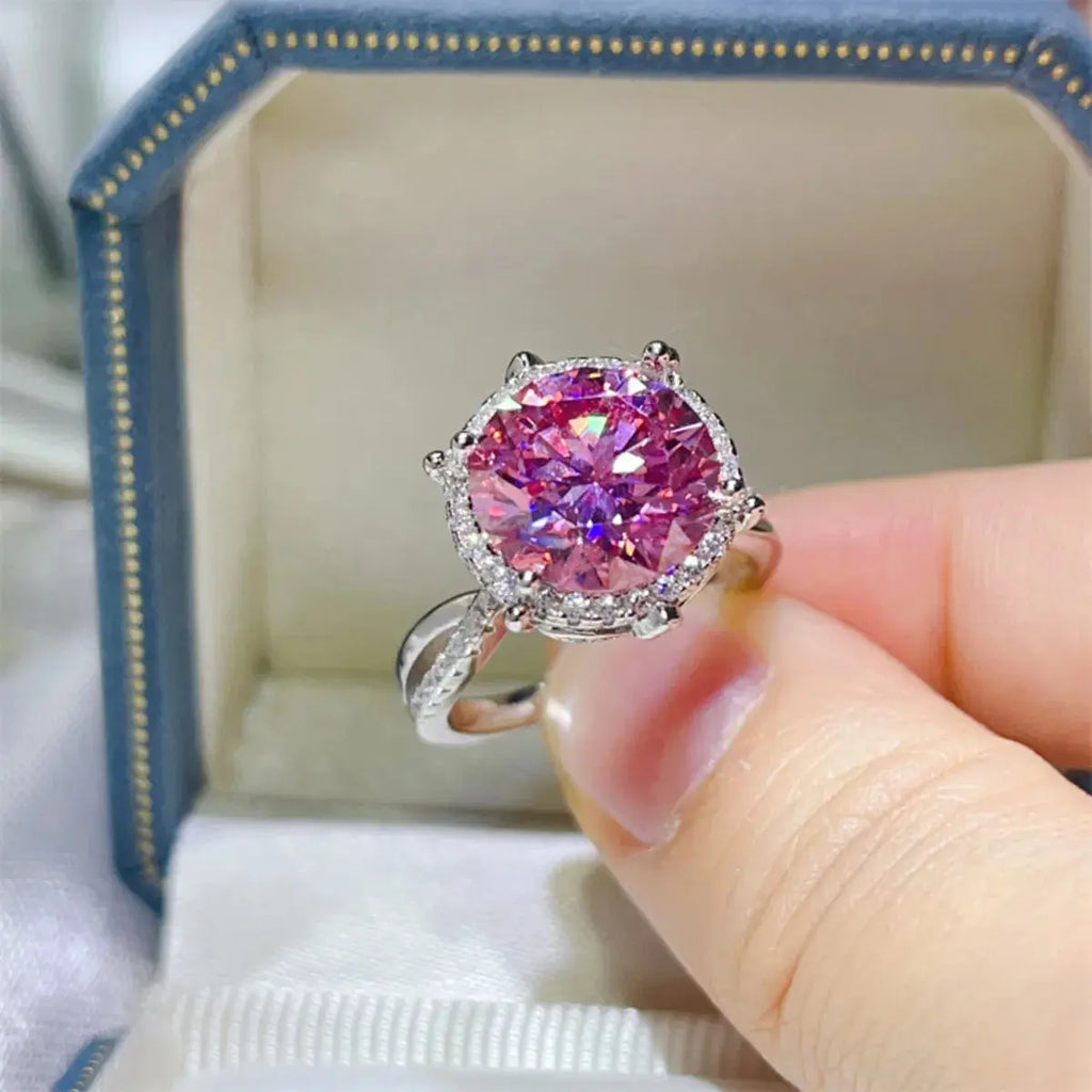 5 Carat Moissanite Halo Engagement Ring.