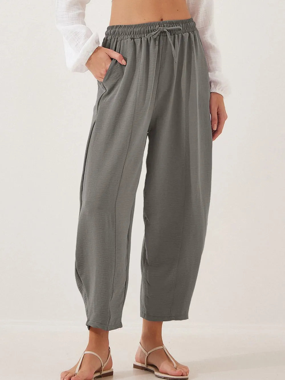 Full Size Drawstring Cropped Jogger Pants Plus Size.