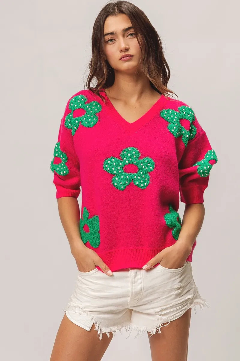 Flowers Sweater Top.